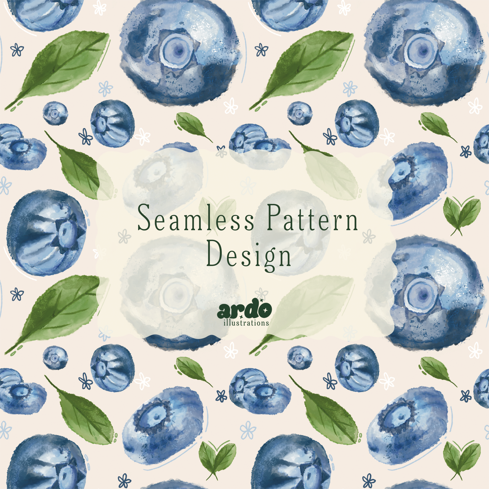Blueberry Leaves | Seamless Digital Pattern