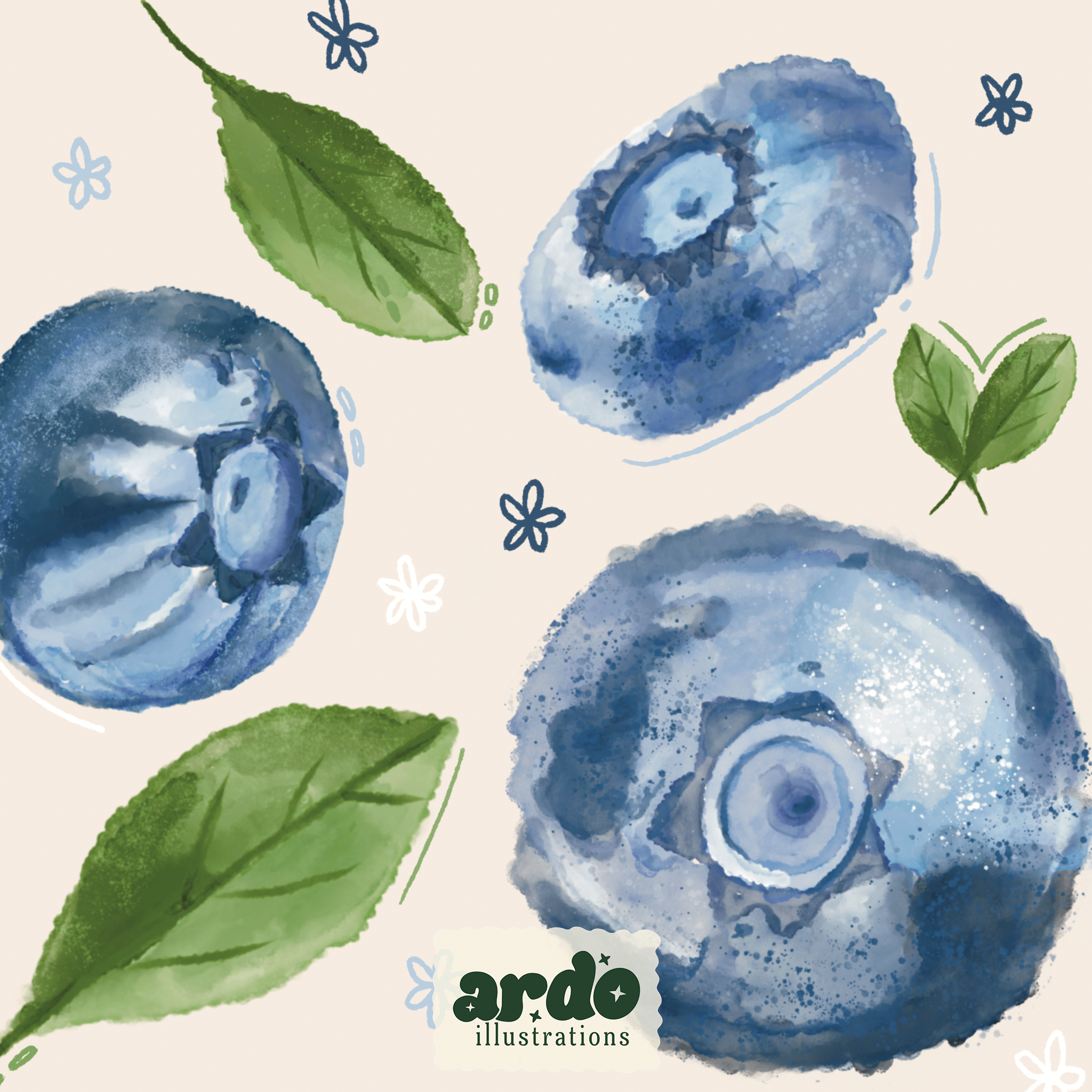 Blueberry Leaves | Seamless Digital Pattern