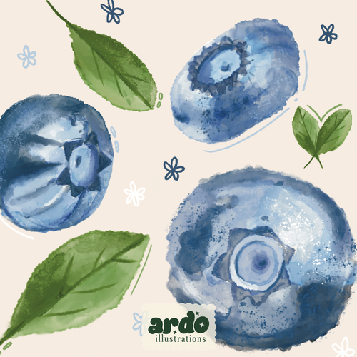 Blueberry Leaves | Seamless Digital Pattern