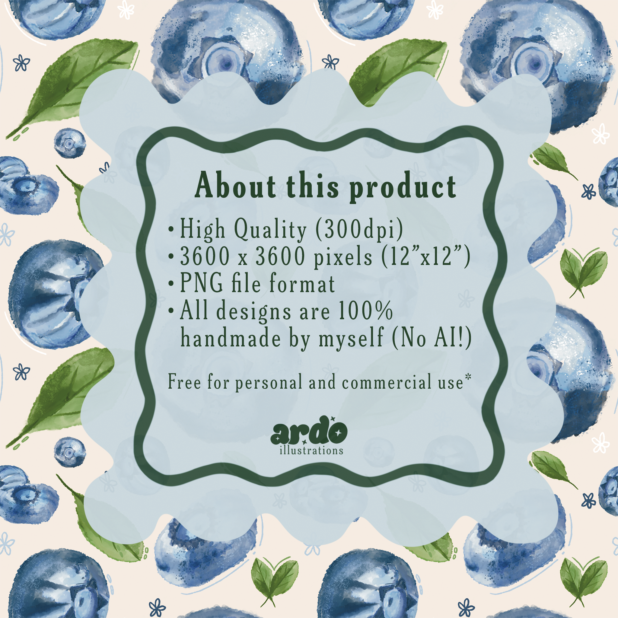 Blueberry Leaves | Seamless Digital Pattern