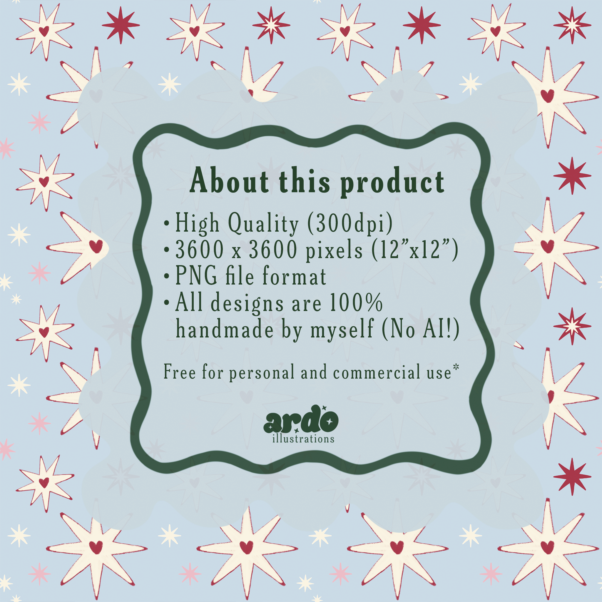 Heart Star | Seamless Digital Pattern