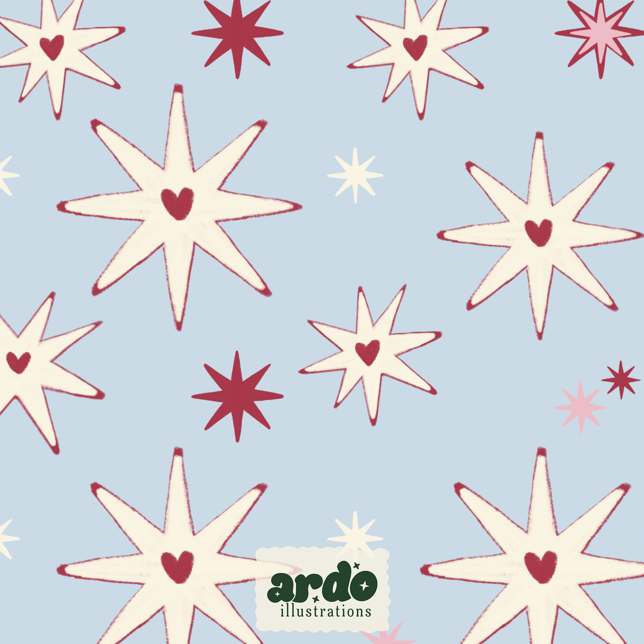 Heart Star | Seamless Digital Pattern