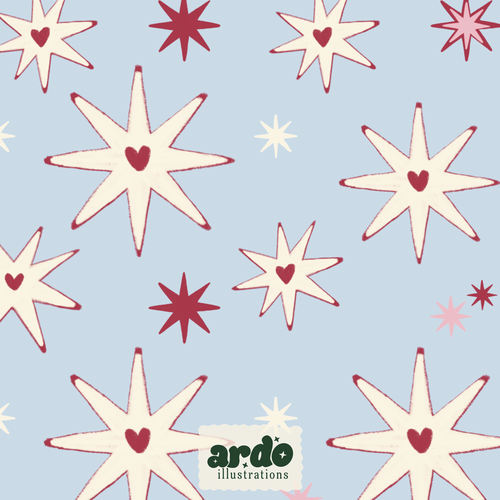 Heart Star | Seamless Digital Pattern
